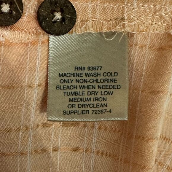 Island Shores Peach Plaid Short-Sleeve Button Down Shirt, XL - Picture 7 of 7